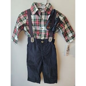 Carter's Toddler Boys 3-Piece‎ Holiday Set Size 6M Red Plaid